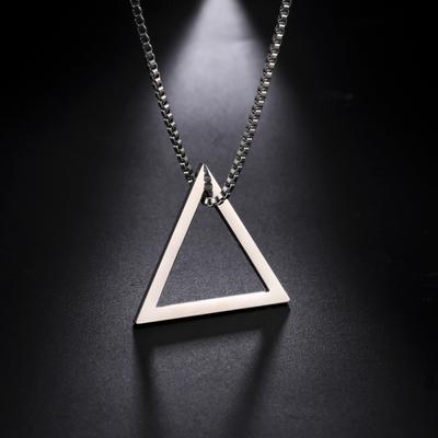 My Shape Punk Triangle Pendant Necklaces for Men Boy Geometric Square Stainless Steel Necklace Fashion Male Jewelry Streetwear