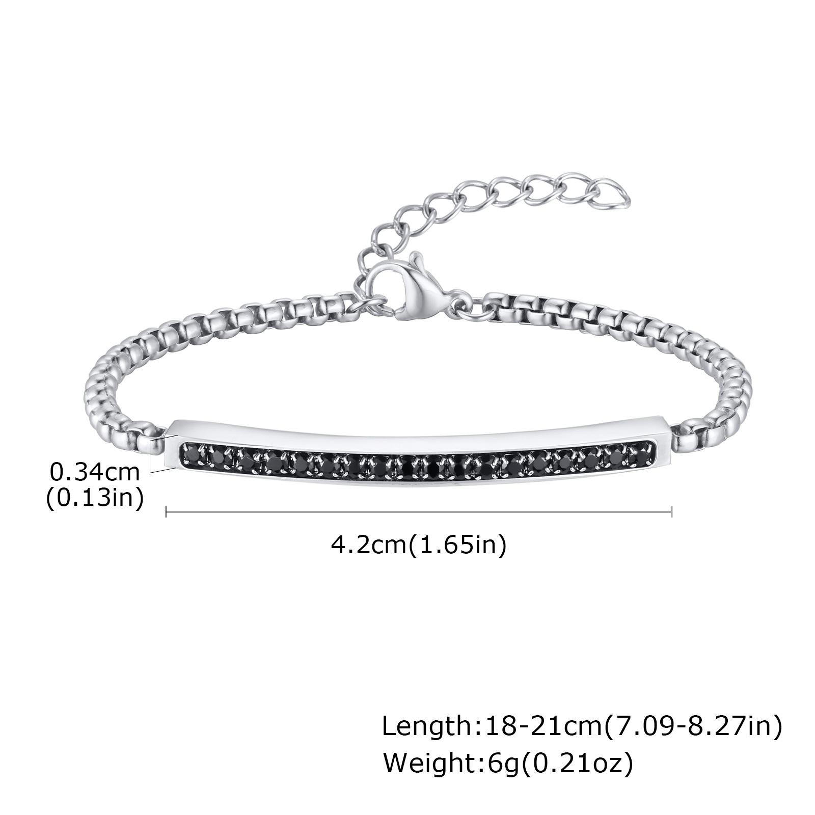 

Sparkly Cubic Zirconia Bar Stainless Steel Bracelet for Women Men, Valentine s Day Gifts