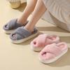 Autumn and Winter New Solid Color Imitation Rabbit Fur Women's Cross-strapped Cotton Slippers Home Indoor and Outdoor Warm Cotton Slippers EVA