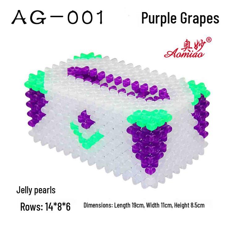 Acrylic Crystal Beaded Tissue Box Kit with Diagram - Grape KT Cat Design, Free Shipping Tissue Box Kit