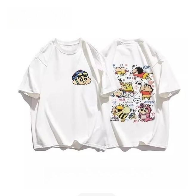 

2026 Summer Comic Form Crayon Shinchan Image 100 Cotton Printed Oversize Casual Tshirt Adult Children Parentchild Top y2k S