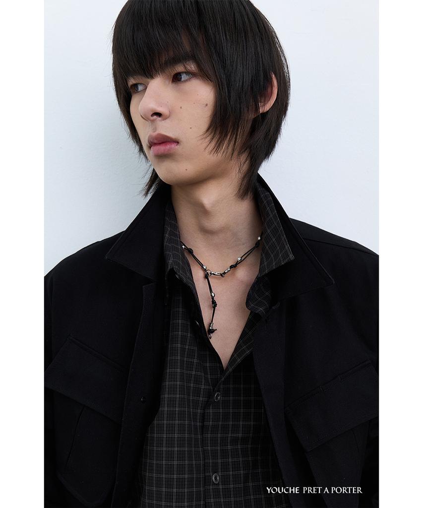 Youche Pret A Porter Sq Node Necklace 001 Obsidian Black
