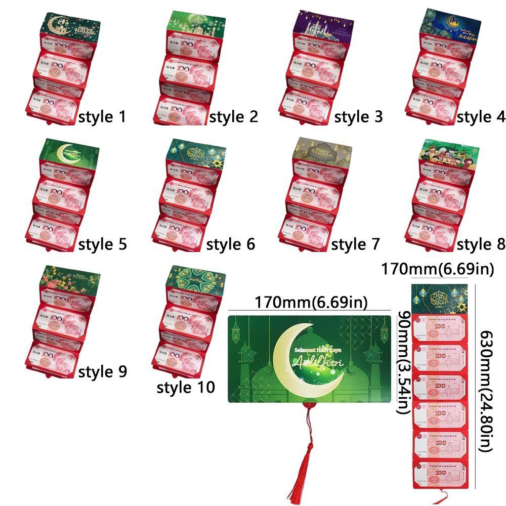 Paper New Year Red Envelopes Bless Words HongBao Folding Red Envelopes Elegant Pattern Eid Mubarak Envelopes Wedding Celebration