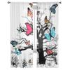 Tree Butterfly Black Nature Sheer Curtains For Living Room Kids Bedroom Tulle Curtains Kitchen Window Treatment Drapes