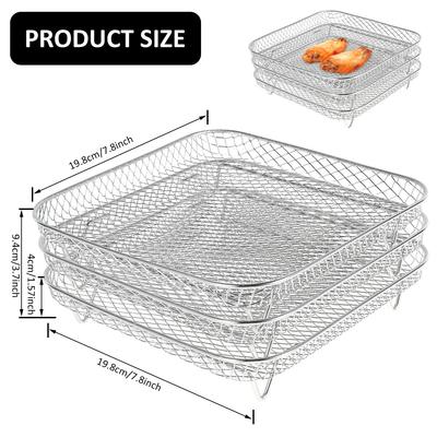 Air Fryer Baking Rack Square/Round Oven Grill Racks Airfryer Accessories Stainless Steel Stackable BBQ Grill Rack Food Basket