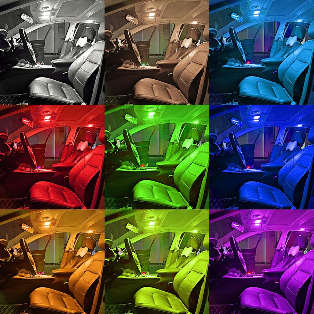 Koongloong LED Room Lamp, LED Dome Light, Room Lamp, RGB Indoor Light, Universal Car Lighting, Remote Control, Set of 2