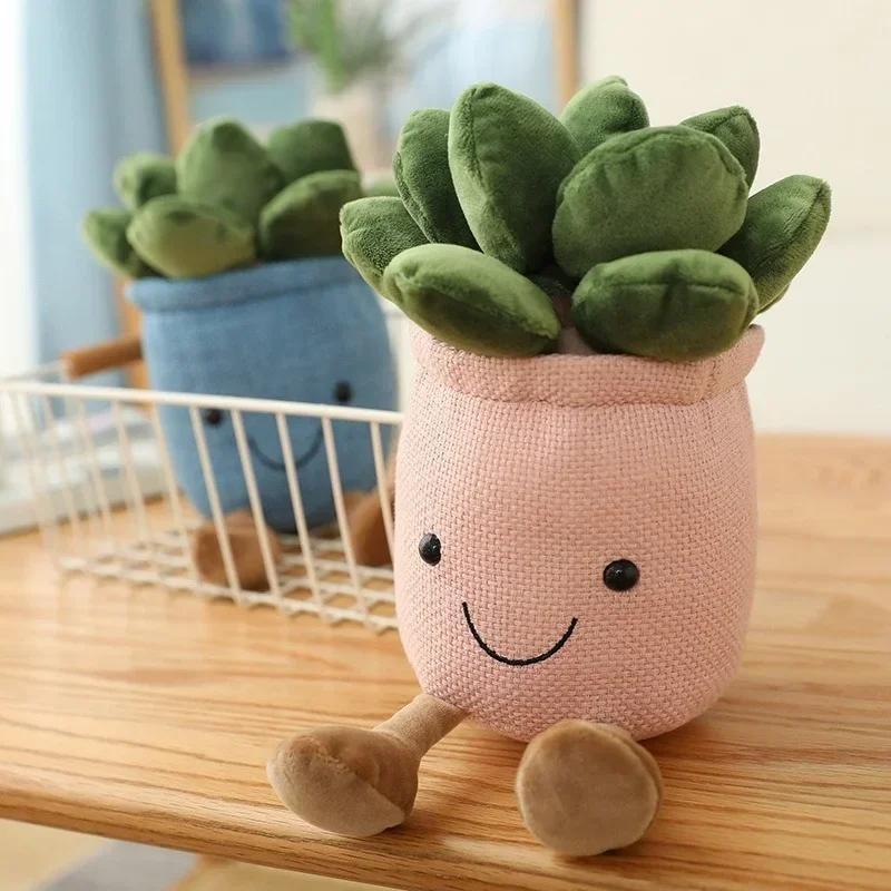 Lifelike Succulents Plush Soft Plush Toy Bookcase Decoration Creative Doll Vase Pillow Girl Children Gift