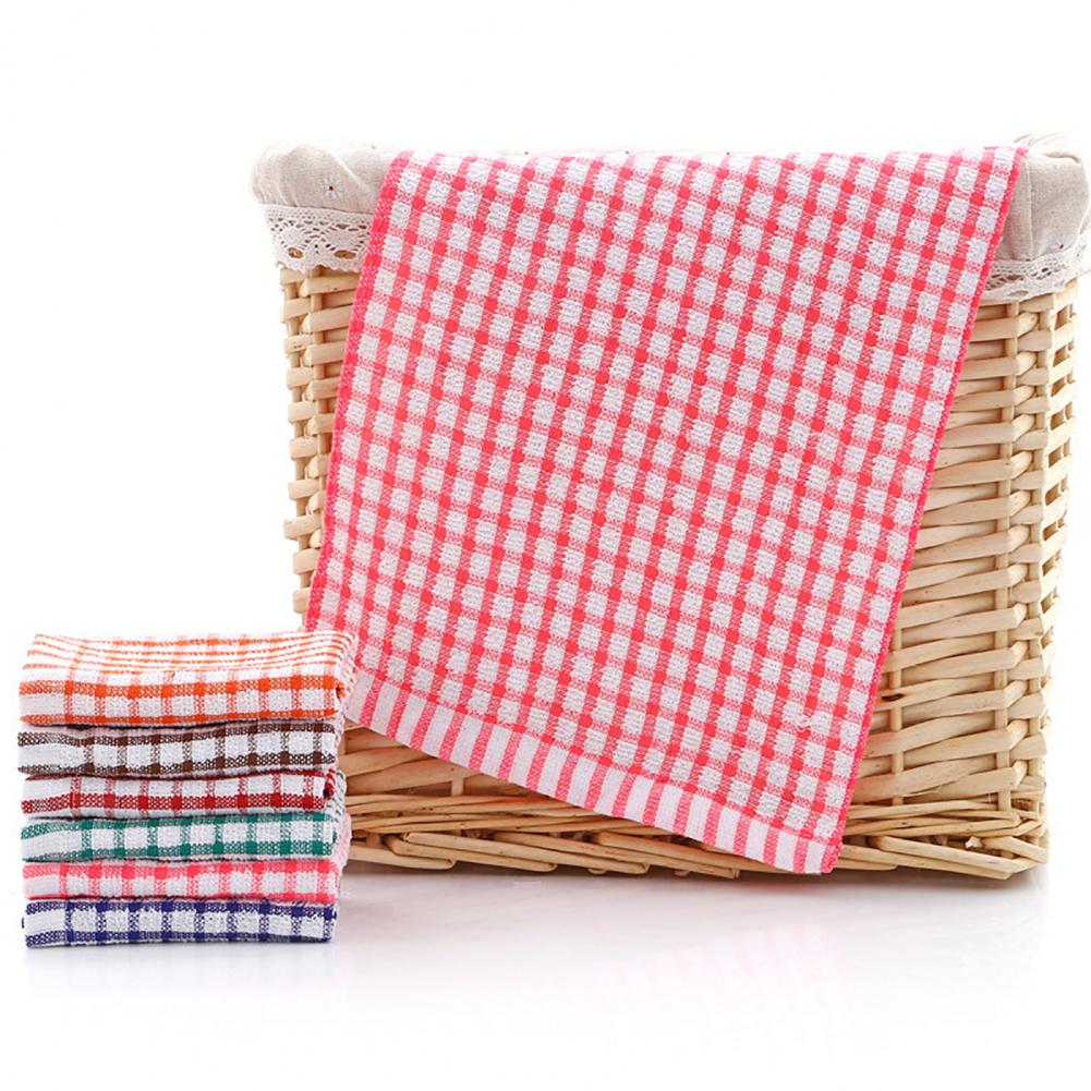 Kitchen Towels 6 Pack Plaid Print Cotton Towels Non-scratch Dishcloths for Home Restaurant Hotel Highly Absorbent Quick-drying