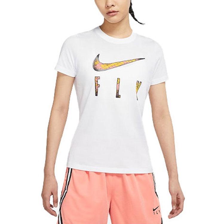 Nike T Shirts Women's White Crew Neck Moderate Straight Fit DN3049-100