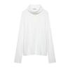 2026 Spring European & American Style Women's White Slit High Neck Loose Knitwear