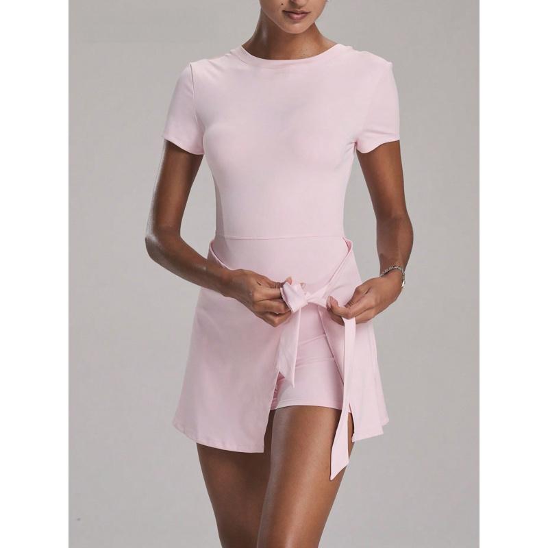 Fake Two-Piece Anti-Exposure Tight-Fitting Sports Dress Slimming Strap Casual Fitness Back Yoga Tennis Dress