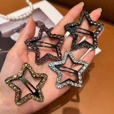 2Pcs Hairpins Rhinestones Shining Hollow Five-Pointed Star Shape Hair Clips Stable Non-Damaging Hair Pins Women Kids Hair Accessories