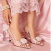 French Style Flowers Design Thin High Heels Women Fashion Street Narrow Band Ankle Strap Party Prom  Ladies Shoes Heeled Pumps
