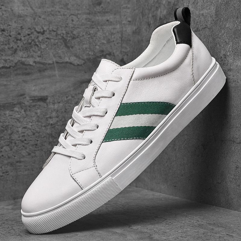 Trendy Business Men's Genuine Leather Casual Shoes Lace Up Young White Men's Dress Shoes Outdoor Walking Soft Luxury Shoes Man