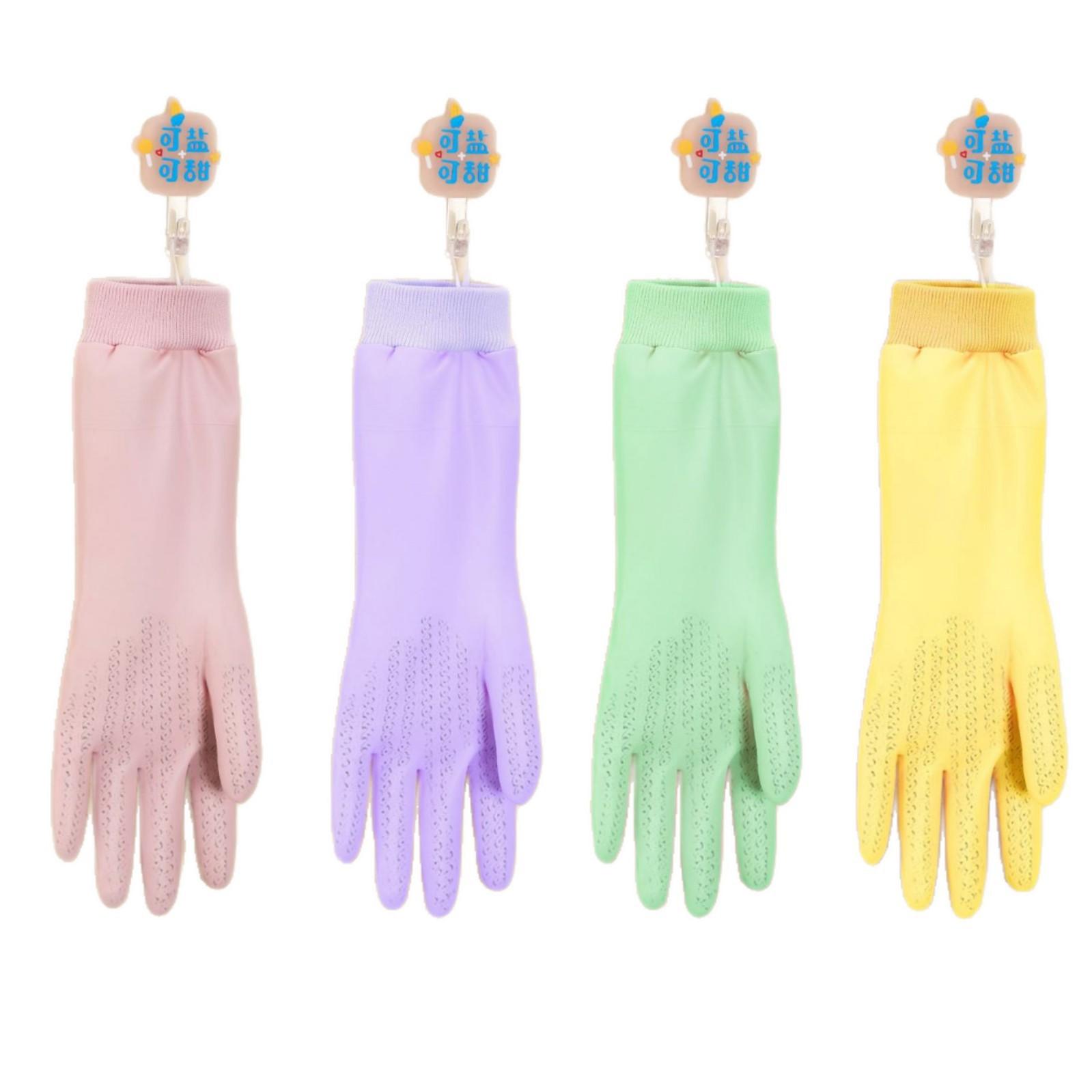 

Thickened Durable Warm Waterproof Threaded and Velvet Dishwashing Gloves for Housework 1 pair of gloves зелений