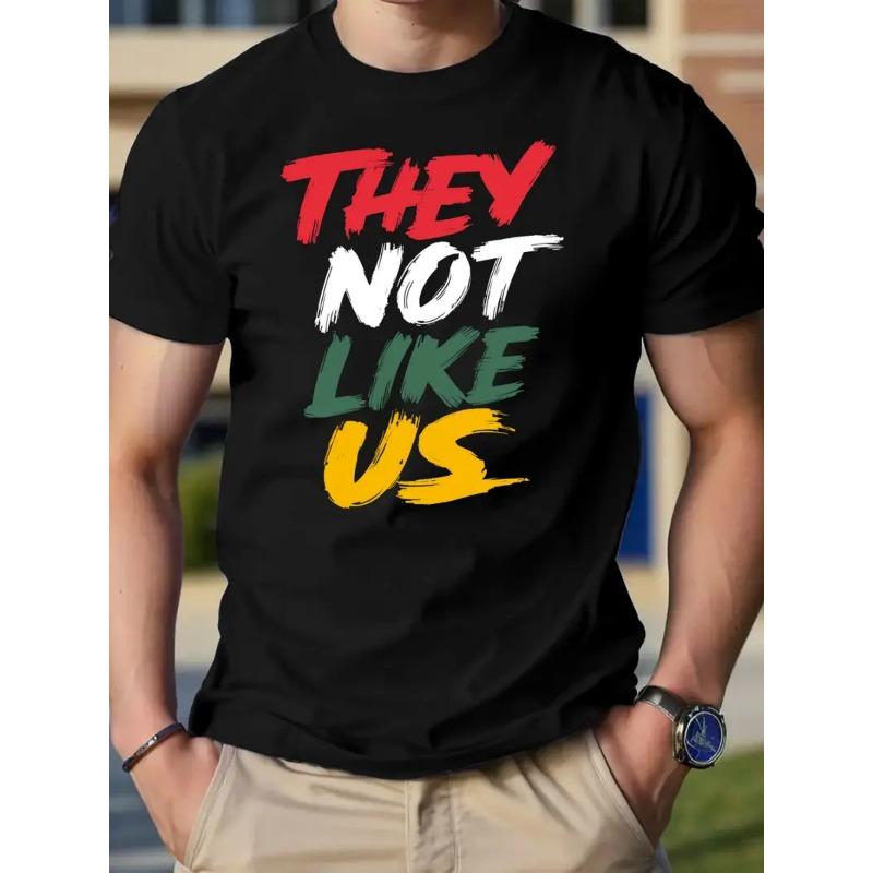 

European sizes Men s Soft Black Moisture-Wicking T-Shirt - THEY NOT LIKE US Colorful Brushstroke Graphic Tee 4XL чорний