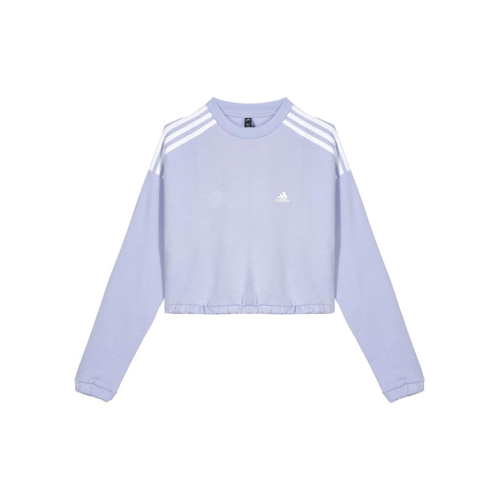 Adidas Crop Crew Neck Long Sleeve Sweatshirt Women Tops Light-Purple HF4154
