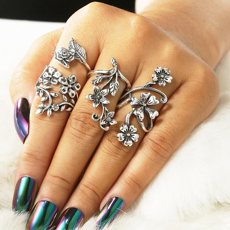 Trendy New Bohemian Women's Rings Set Vintage Antique Laides Retro Fingers Accessories anillos mujer Retro bague femme