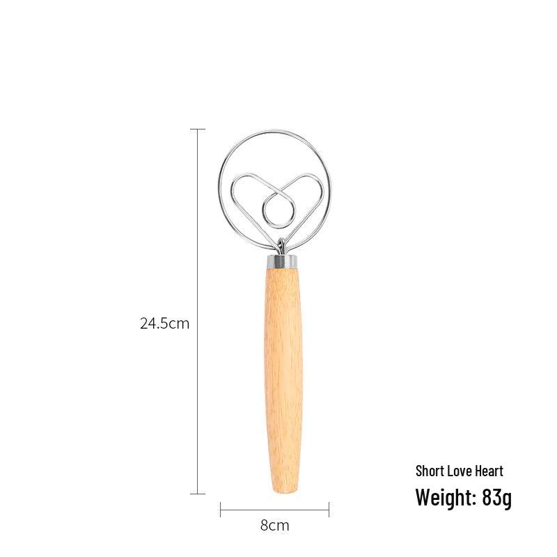 Stainless Steel Egg Beater & Dough Mixer with Wooden Handle