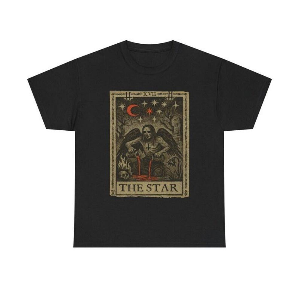 

Starry Tarot Unisex Witch T-shirt Halloween Mystery Goth Shirt Autumn Atmosphere Skeleton Shirt Dark Idyllic Street Wear Tops XXXXXL чорний
