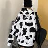 DRE Sweat-shirt à capuche à manches longues pour femme Imprimé vache