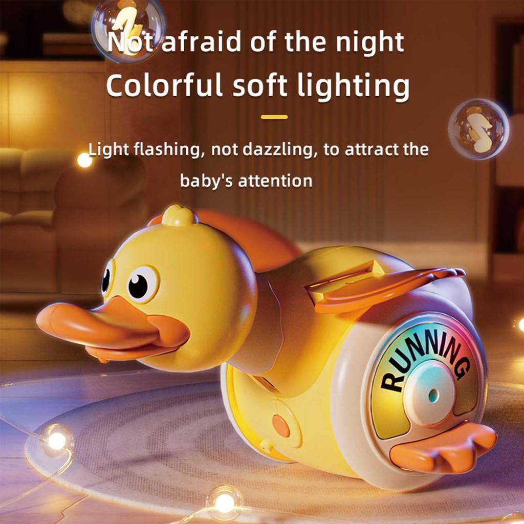Musical Crawling Toy Duck - Electric Interactive Toy, LED Lights, 360° Spin, Soft Lighting, Sensory Play, Educational Gift