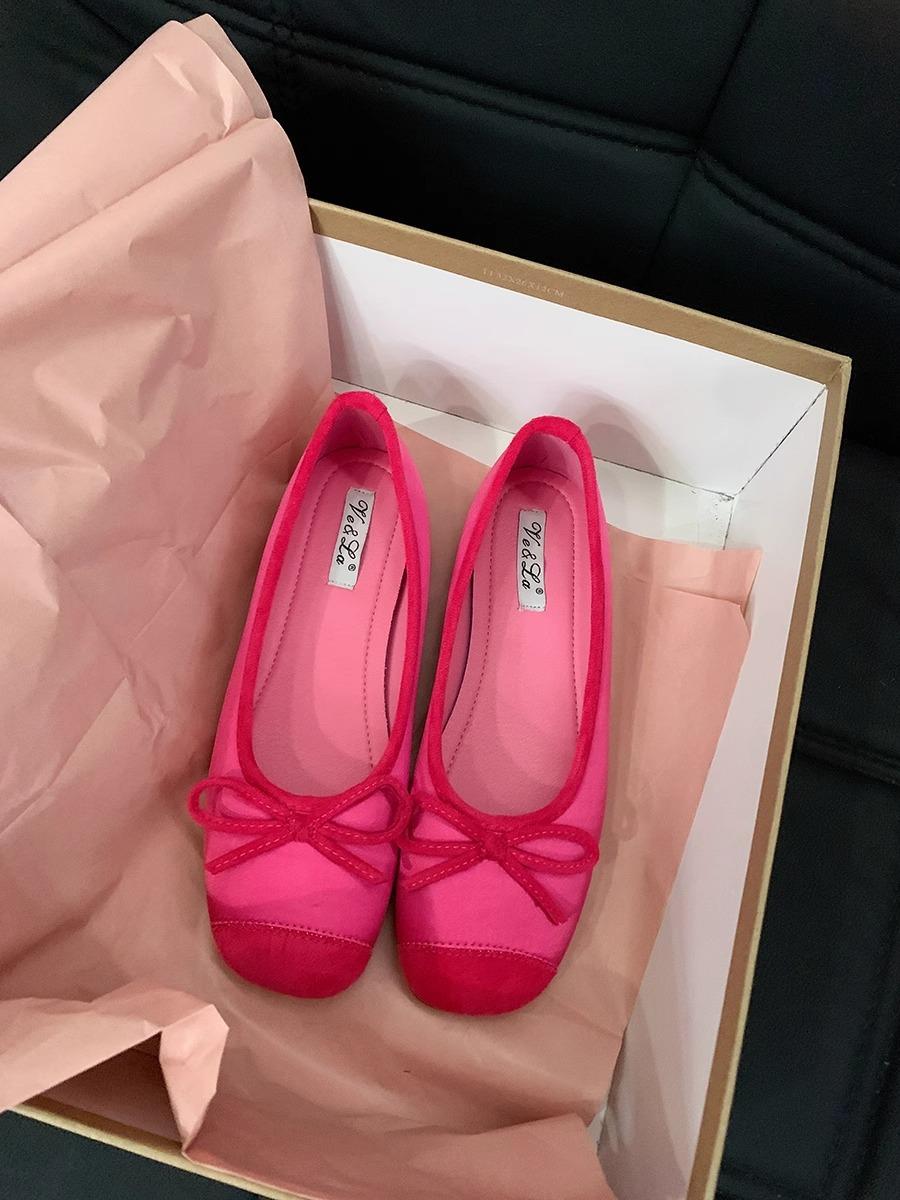 

Универсальные балетки с бантом на плоской подошве, женские туфли, новинка 2024 года, французские вечерние туфли для поездок на работу 35 розы красного