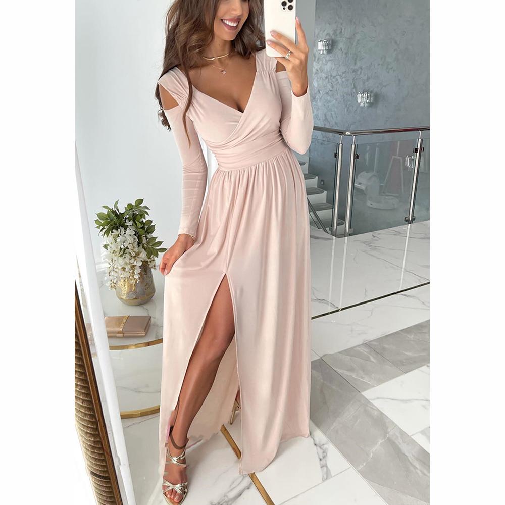 cold shoulder split maxi dress