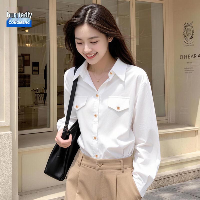 

Women s Elegant White Chiffon Blouse M