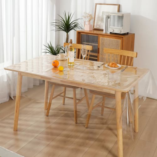 Transparent PVC Tablecloth, 0.5mm-0.23mm Thick, Easy To Clean, Stain-Resistant, Dust-Resistant, Waterproof, Durable, and Heat-Resistant (Transparent 0