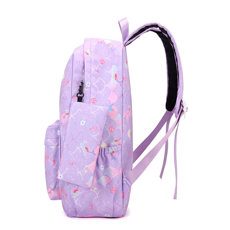 3Pcs/set Backpack for Girl School Teen Student Knapsack Women Rucksack with Lunch Bags Pencil Bag Fish Scale Style Bags