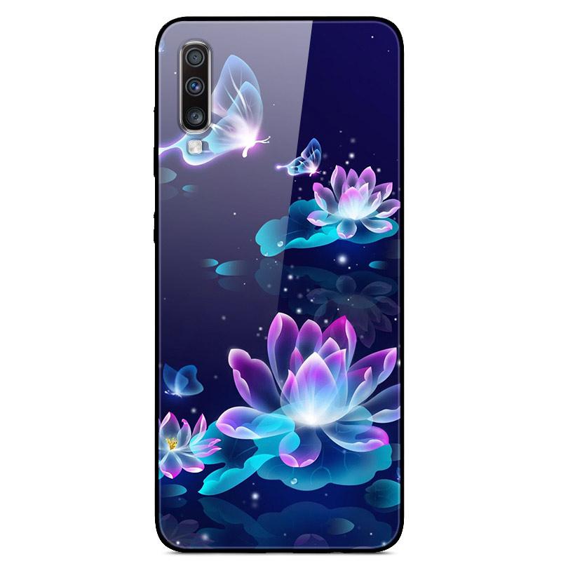 For Samsung A70 Case Cute Pattern Tempered Glass Back Hard Cover Case For Samsung Galaxy A70 Phone Cases Coque A70S A 70 Fundas