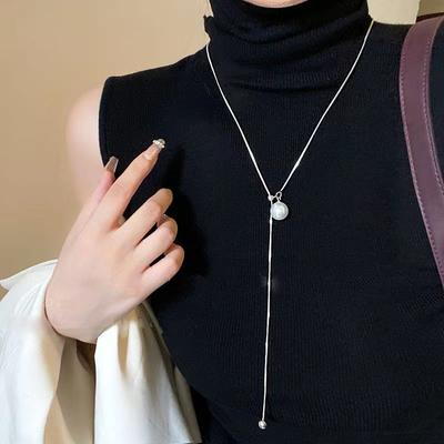 Trendy Imitation Pearls Long Tassel Y Shaped Necklace For Women Gold Silver Chain Choker Party Jewelry Accessories Adjustable
