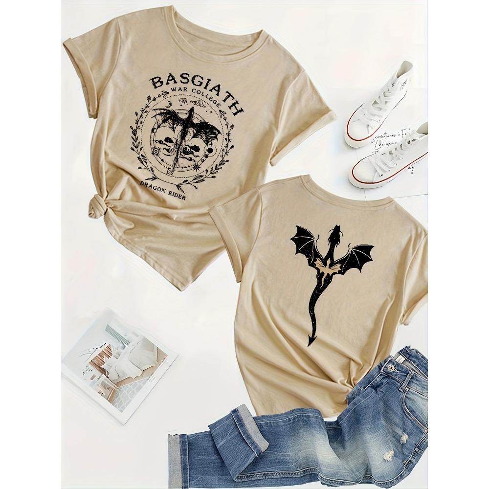 

Basgiath War College Dragon Rider Women s Tee Fourth Wing Graphic Casual Beige Top S
