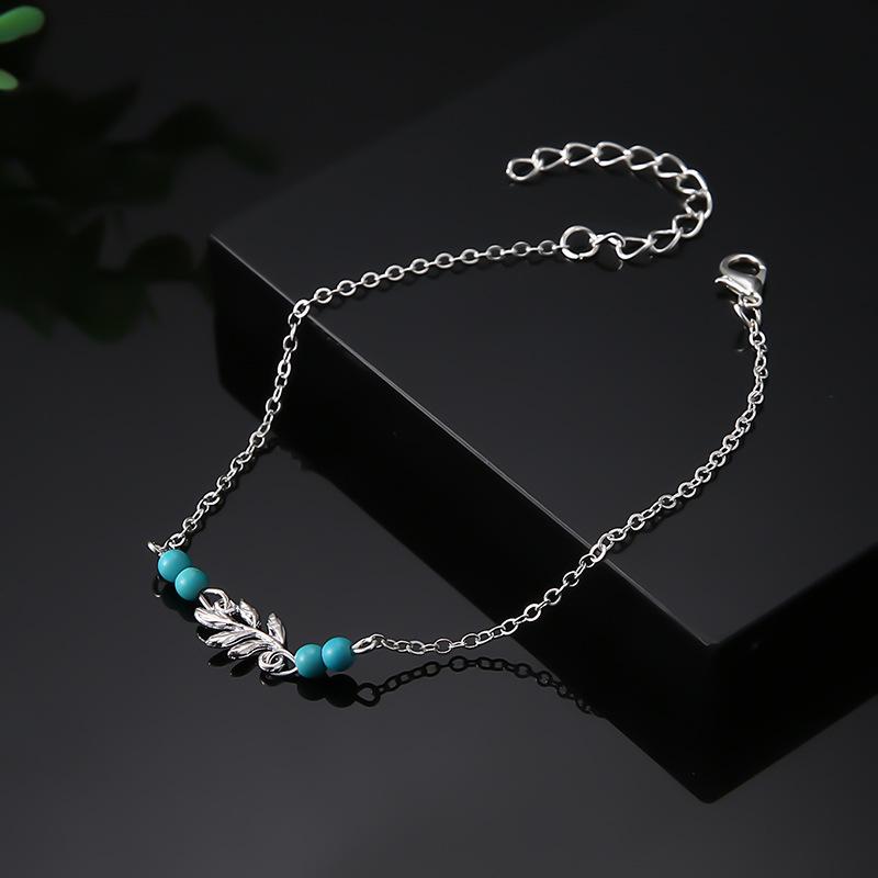 Personalized Leaf Chain Wears Turquoise Retro Fashion Creative Beach Feet
