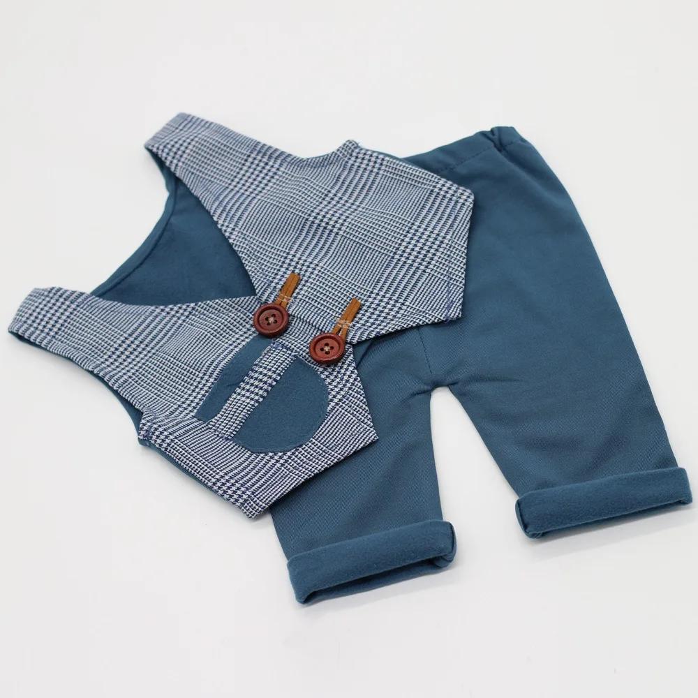 

Newborn Gentleman Photography Clothing Baby British Style Photography Clothing Set Baby Photography Clothing Growth Souvenir One Size джинсовий синього кольору