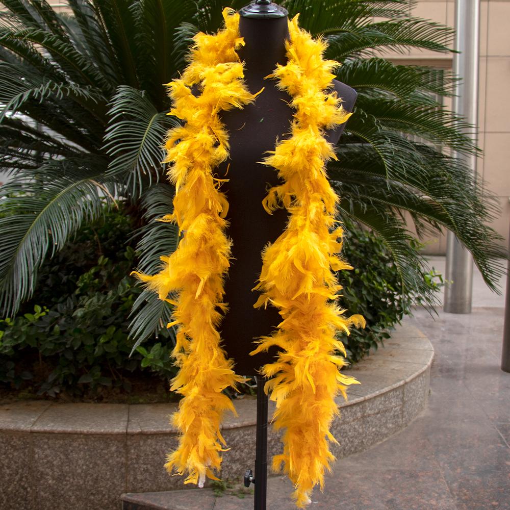 DIY 2Yards Fluffy Yellow Turkey Feather for Wedding Party Christmas Trees Decor Scarf 38-40g Marabou Boa Natural Plume Accessories