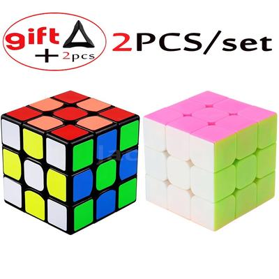 2PCS YJ Cibe 3x3 Magictrick Cube Hungarian Three On Three YongJun Guanlong Twist 333 Fast Black Colorful Classic Competitive Toy