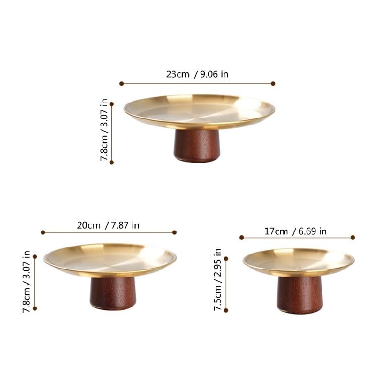 Stainless Steel High Footed Cake Storage Tray Appetizer Platter Fruit Display Plate Household Wood Base Snacks Pans