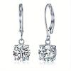 1 Pair of Classic Four Claw Zircon Women's Earrings with Copper Plated Platinum Earrings