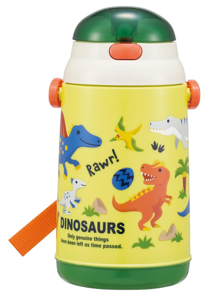 Skater Silicone Straw Water Dinosaur Bottle, 400ml, Push-Open, Design, 26, SSH4C-A