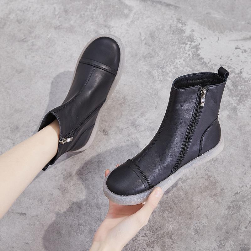 Fashion Genuine Leather Casual Sneakers for Women 2025 Autumn New Vulcanized High Top Tennis Female Fashion Zipper Sport Shoes Woman 41