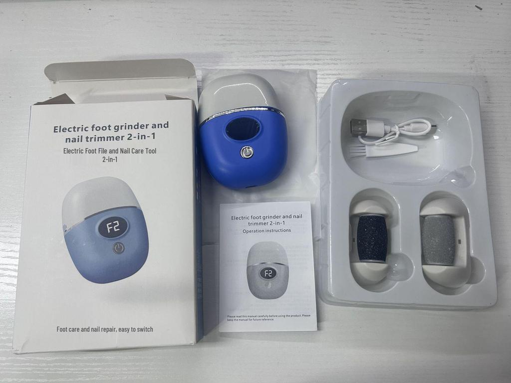 Rechargeable 2-Speed Electric Foot File with 2 Replacement Heads for Removing Dead Skin & Calluses