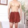 Sexy Schlafhose Mikrofaser Pyjama Herren Nachtwäsche Kurze Handtuchhose Seitenschlitz Bademantel Culotte Weich Dick