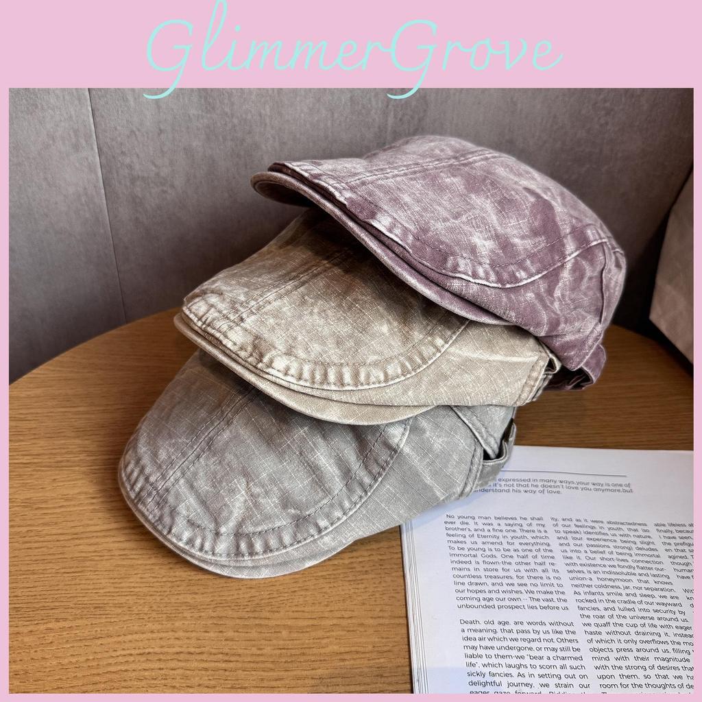 Color Solid Retro Toned Cotton Twill Cap Sunshade Casual Artistic Hats Travel