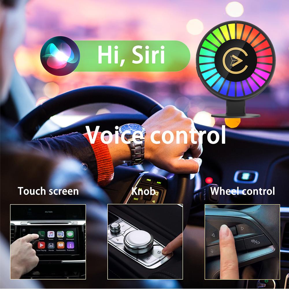 3-in-1 Wireless Carplay Android Auto Adapter Plug and Play Car Aromatherapy withCar Smart APP Control RGB Music Lamp  Rechargeable for Car Air Outlet