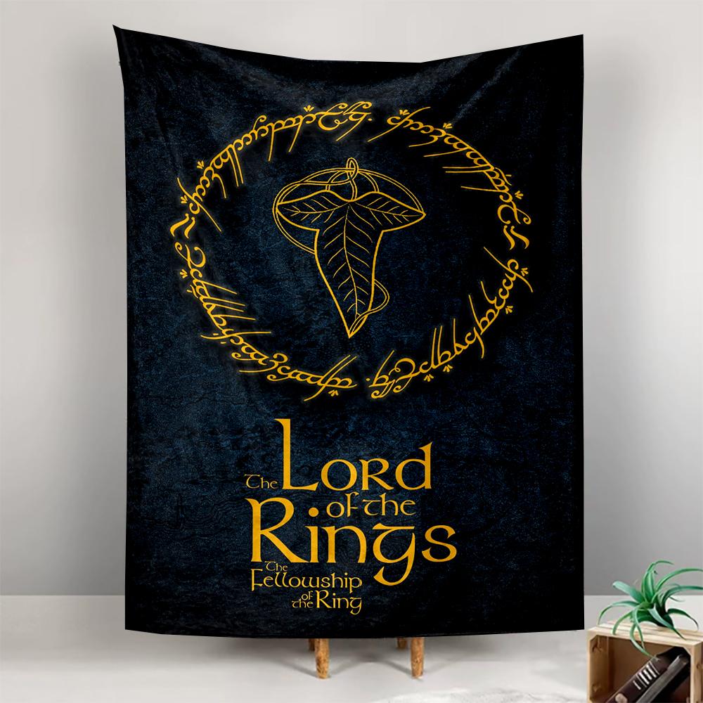 Lord of the Rings Fellowship Gold Leaf Elvish Fantasy Art Tapestry for Dorm Room Wall Hanging