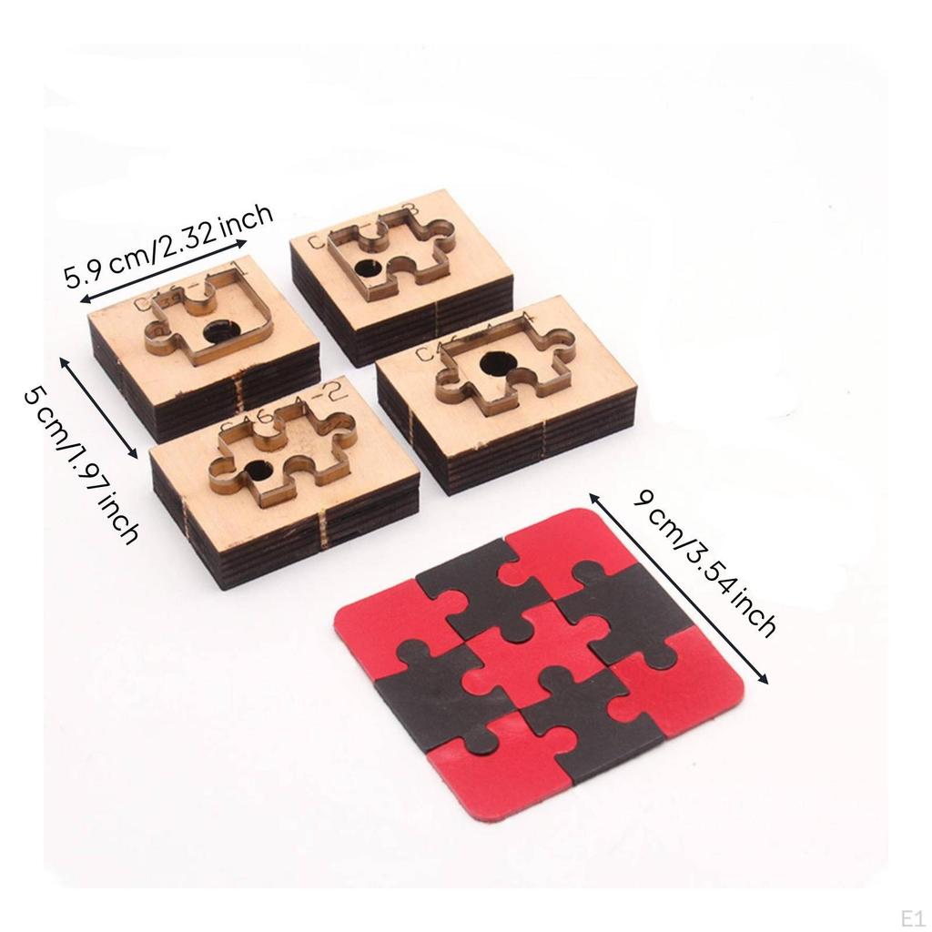 4 Pieces Segmented Puzzle Cutting Die | Sharp Japanese Steel, Reusable, Shape Leather Die,