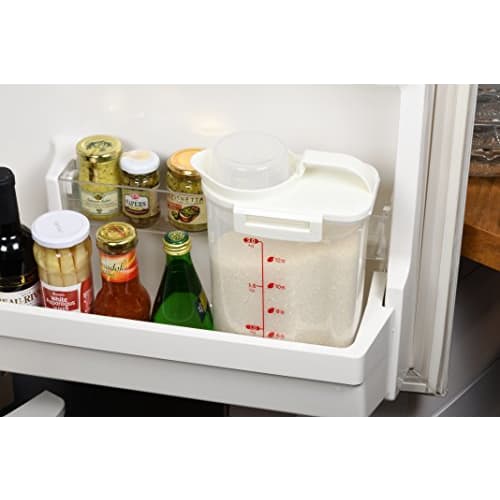 Pearl Metal HB-3898, Made in Japan, Airtight Rice Container, 2.4kg Capacity, White, 185mm Wide x 110mm Deep x 295mm High, Refrigerator-Friendly, Handy