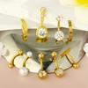 9pcs Set Trendy Classic Arc Double Head Shiny Round Zircon Navel Ring for Women Men Stainless Steel Piercing Body Jewelry Sets